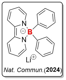 Chemical structure of a negatively charged organoboron complex with lithium counter-ion